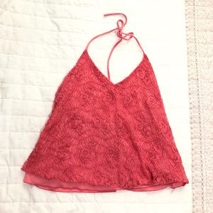 Coral Lace Halter Top